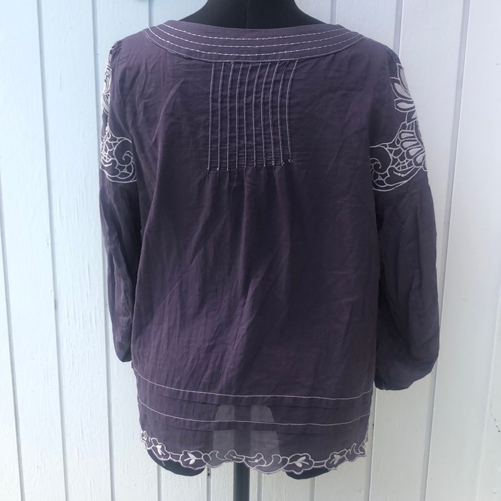 Trinity purple silk cotton embroidered blouse EUC - Picture 5 of 10